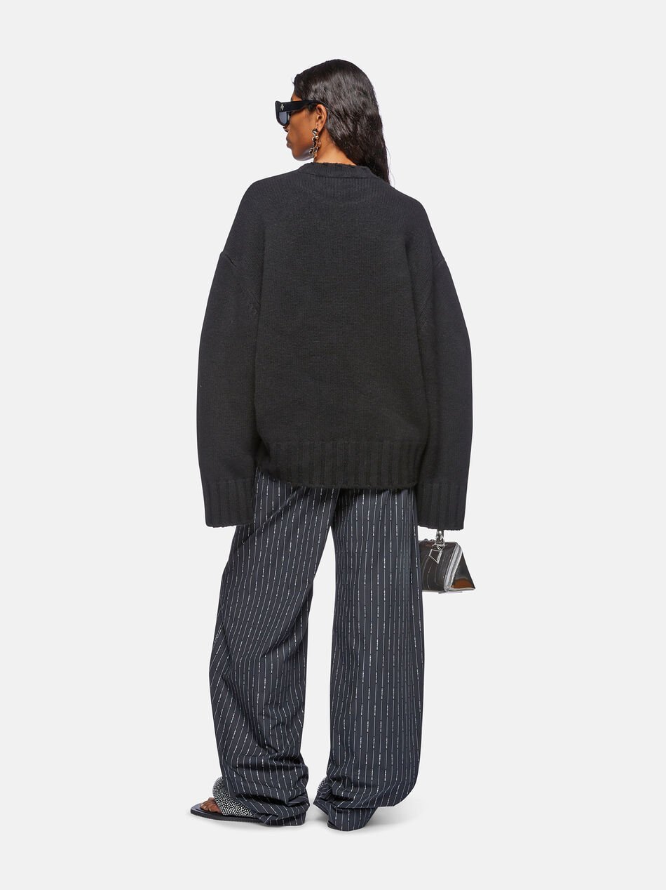 Attico Round-neck And Long-sleeved Sweater In Black