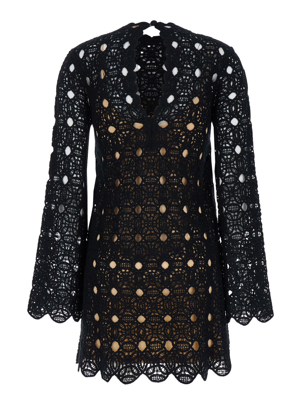Shop Twinset Crewneck Crochet-knit Mini Dress