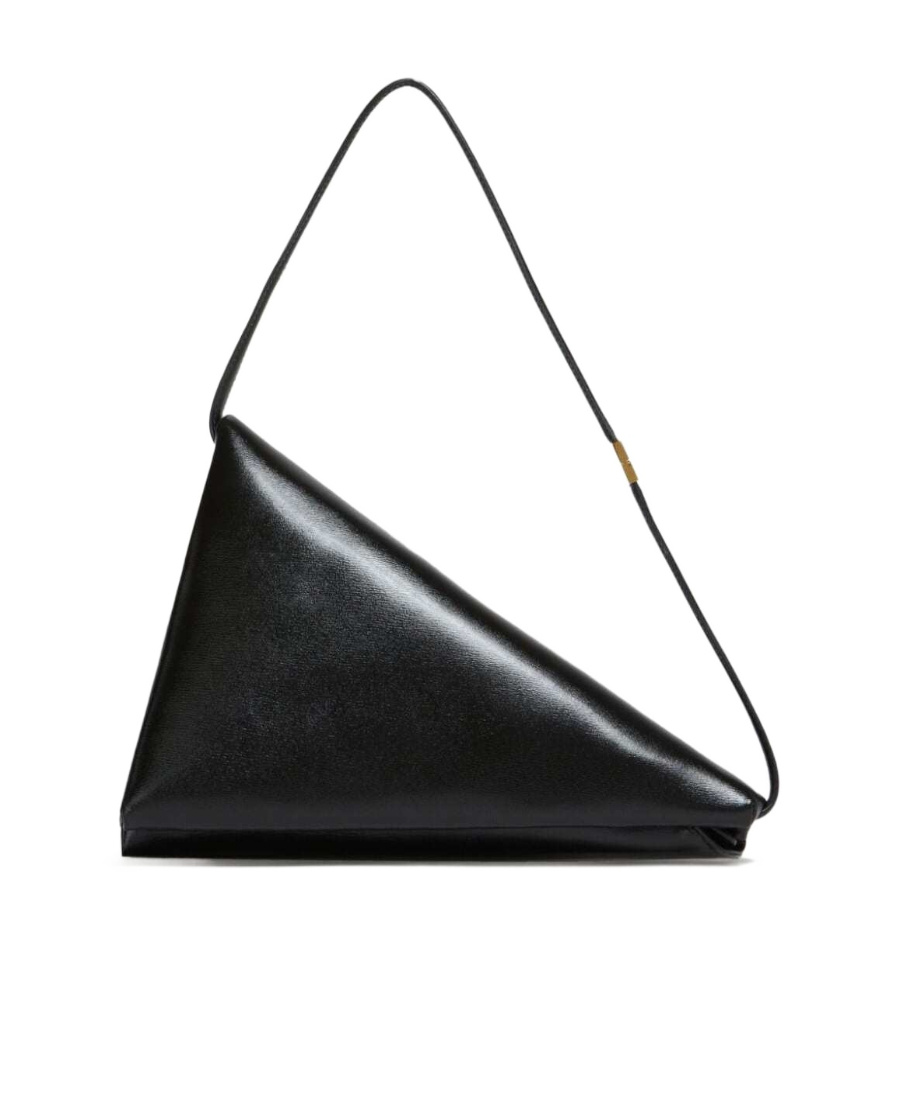 Marni Triangle Leather Shoulder Bag In Black