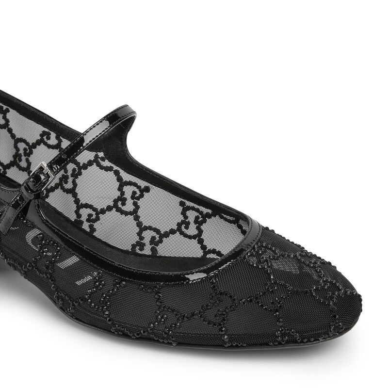 Gucci Embellished Gg Ballerina Flats In Black
