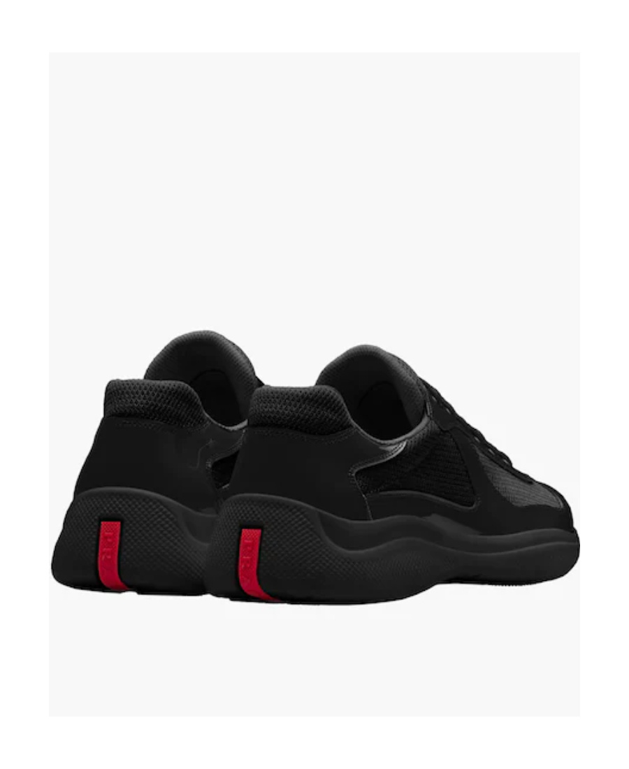 Prada Black Leather And Tech Fabric Sneakers In Black