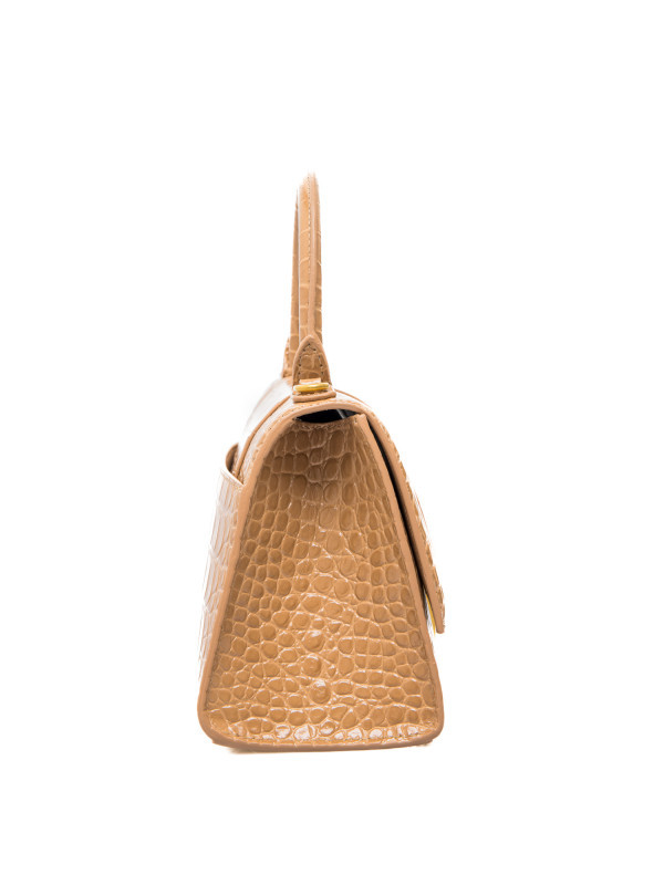 Balenciaga Hourglass Embossed Small Handbag In Brown