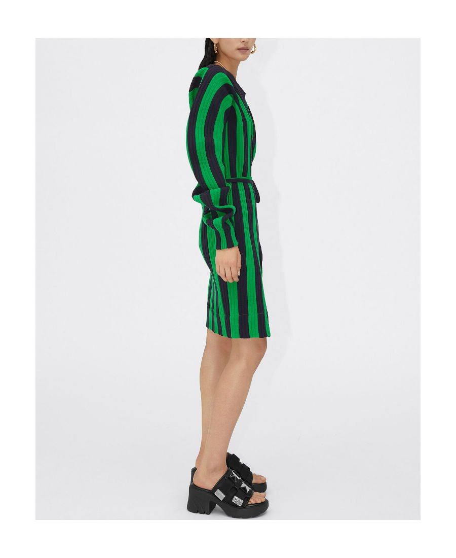 BOTTEGA VENETA STRIPED KNITTED WRAP DRESS 