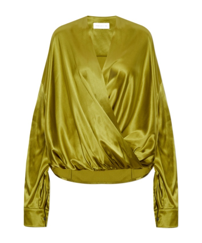 Dries Van Noten Camiel Draped Blouse Shirts Green In Green