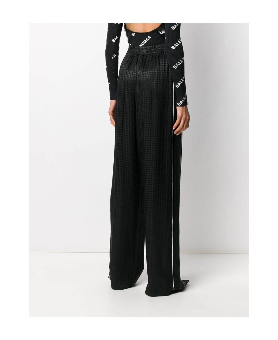 Balenciaga Checked Track Pants In Black