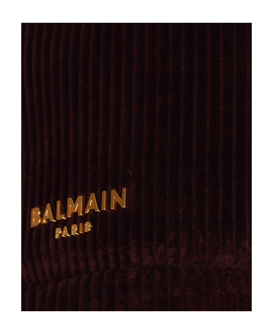 Balmain Logo-print Corduroy Cap In Black