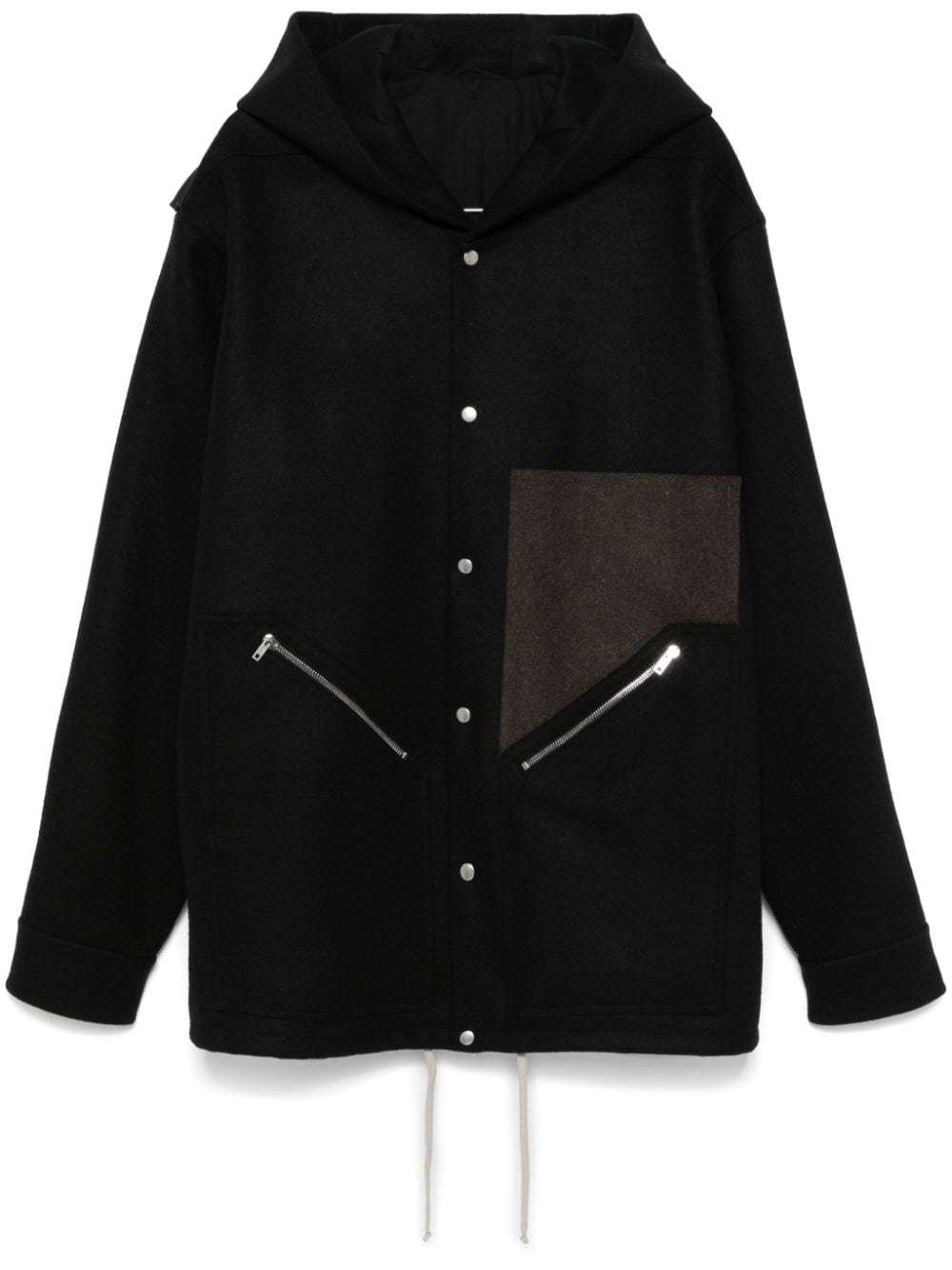 Rick Owens Drawstring Hem Wool Coat In Black