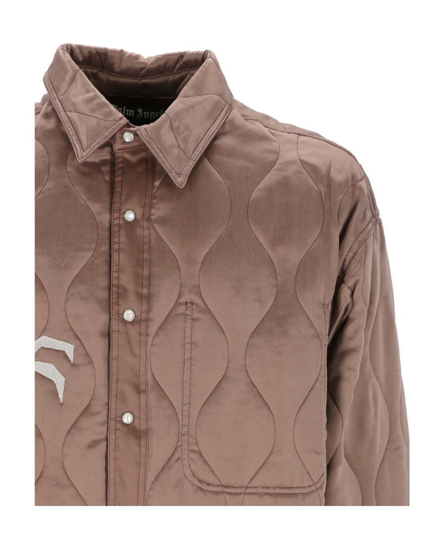 Palm Angels Life Is Palm Quilted Jacket In Brown