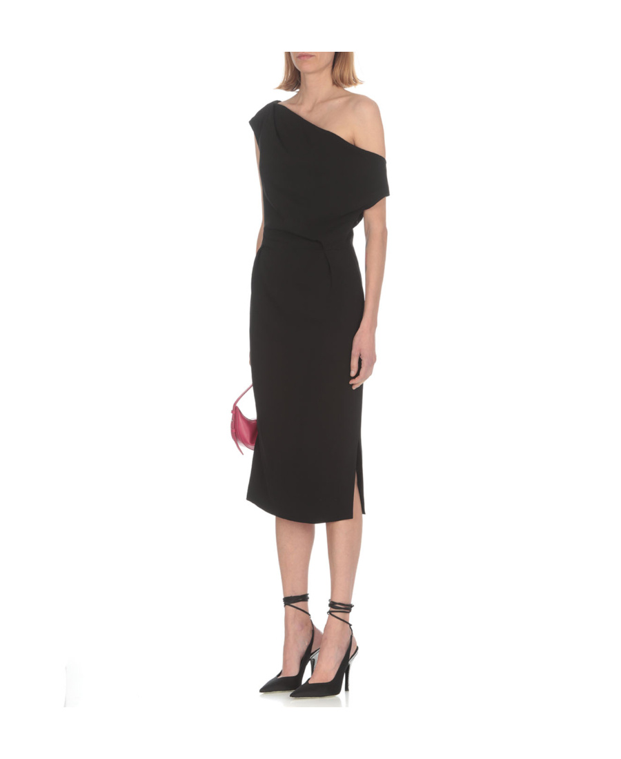 Alexandre Vauthier One-shoulder Draped Midi Dress In Black
