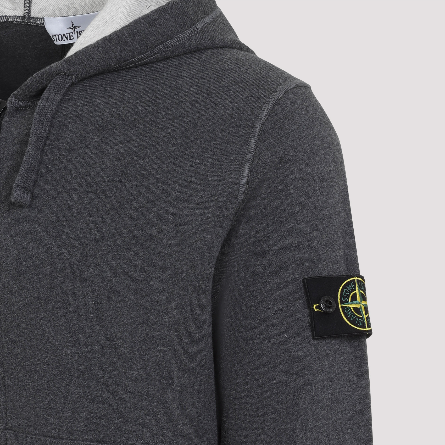 Stone Island Hooded Zipper Sweatshirt In Gray