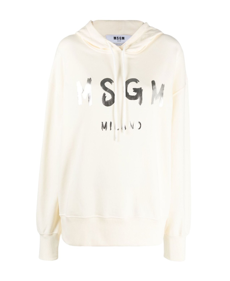 Msgm Logo-print Oversized Hoodie In White