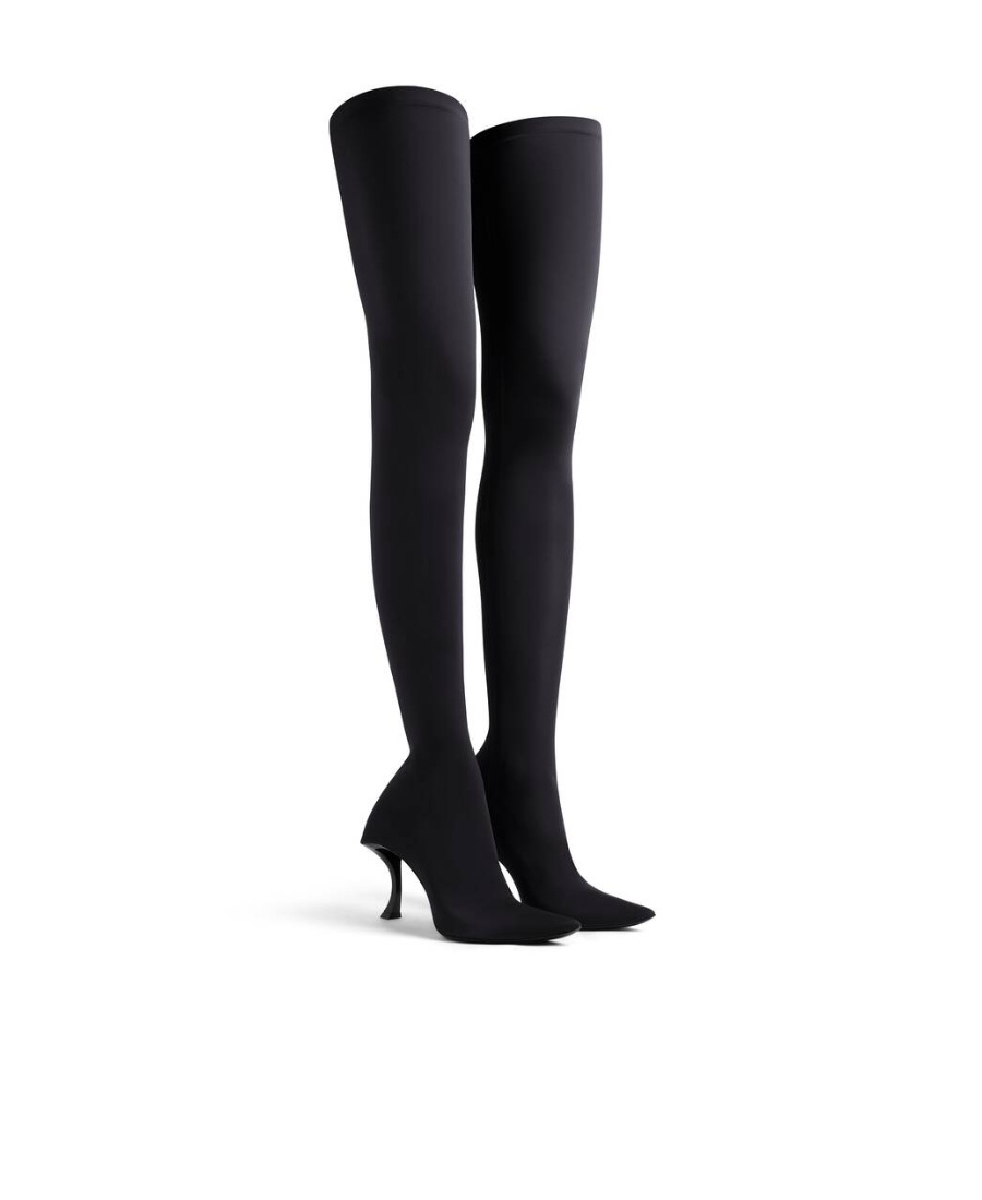 Balenciaga Hourglass Stretch-knit Over-the-knee Boots In Black