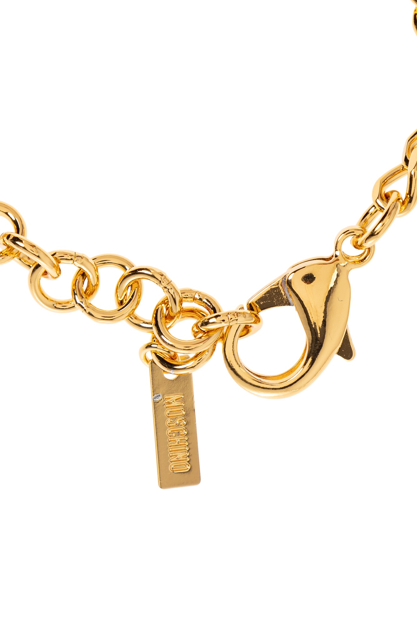 Moschino Lettering-charm Bracelet In Gold