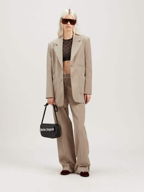 Palm Angels Single-breasted Long-sleeved Blazer In Nude