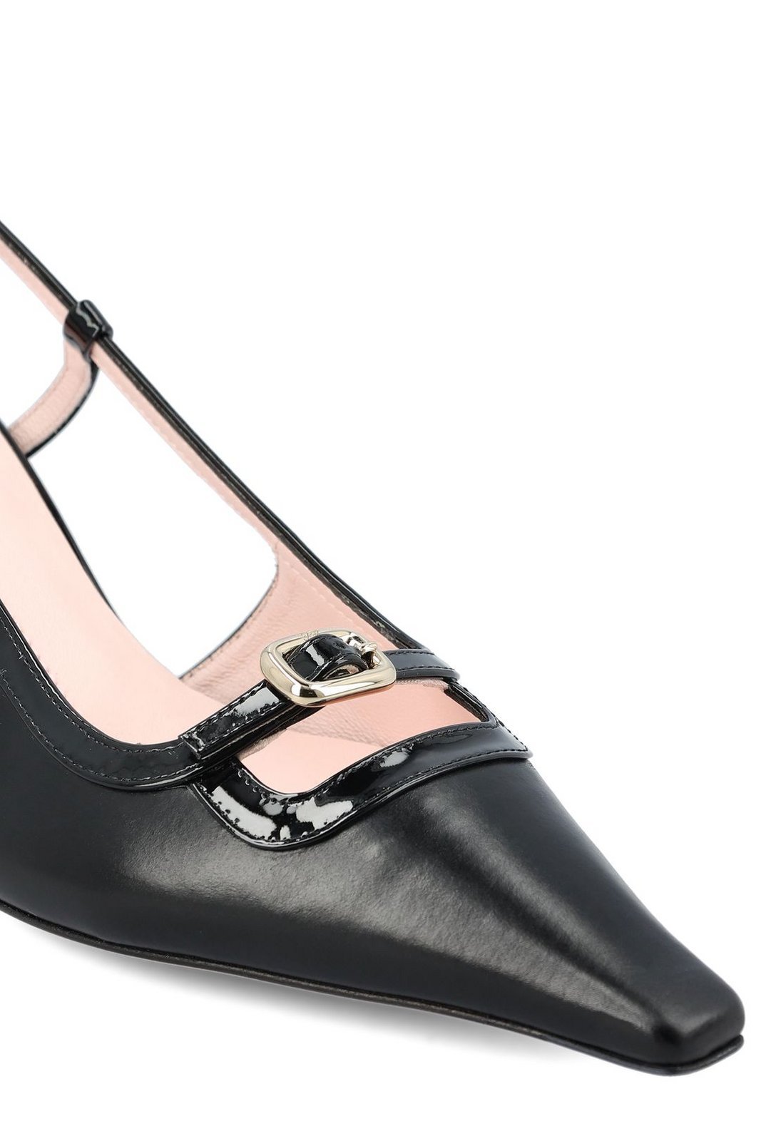 Roger Vivier 55mm Mini Buckle Leather Slingbacks In Black