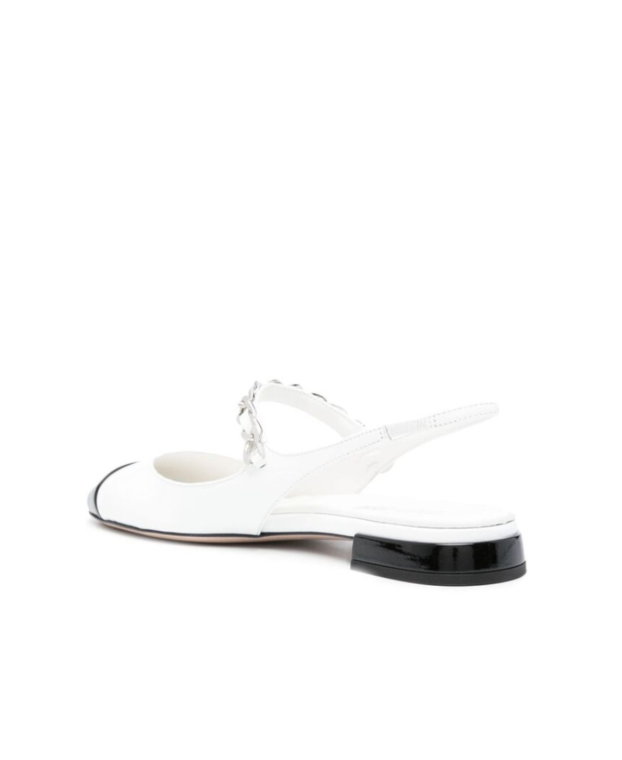 Miu Miu Pearl-detail Leather Ballerina Shoes In White