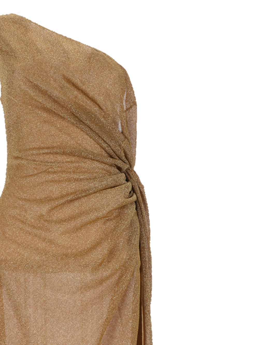 Shop Oseree Oséree Lumière One-shoulder Asymmetric Sleeveless Dress In Brown