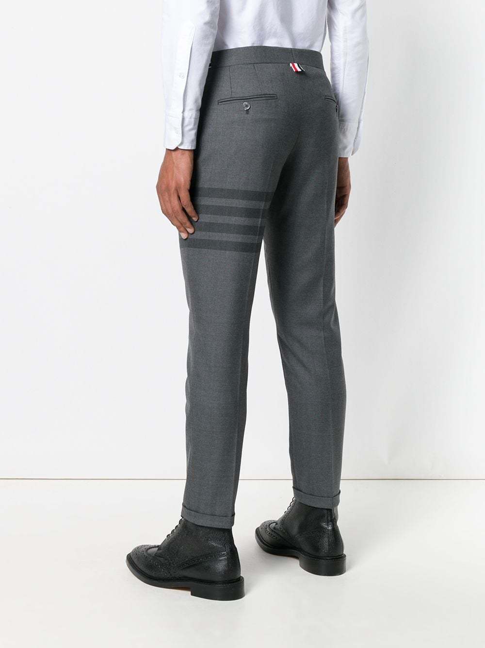 Thom Browne 4-piece Slim Casual Pants With Decorative Patterns In Black