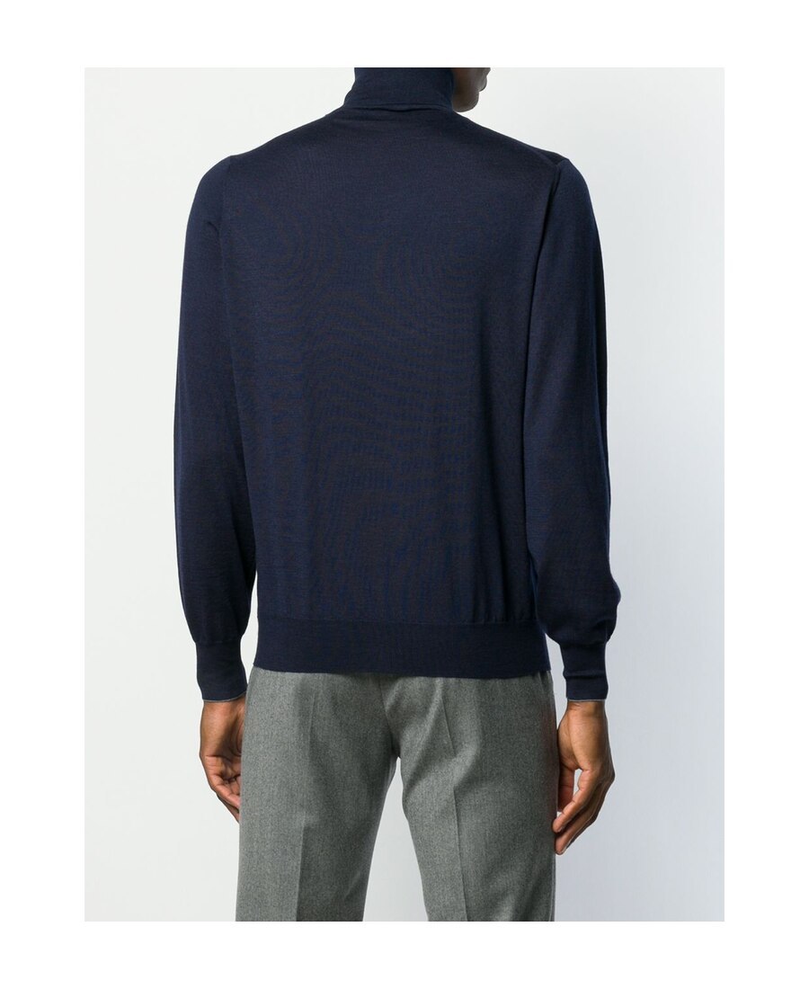 Brunello Cucinelli Knit Turtleneck Sweater Ribbed Cuffs In Black