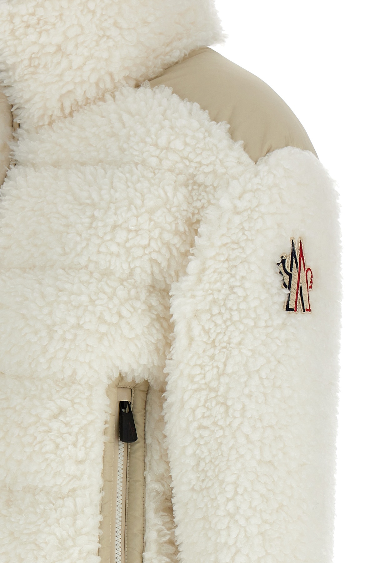 Shop Moncler Padded Teddy Zip-up Cardigan In White