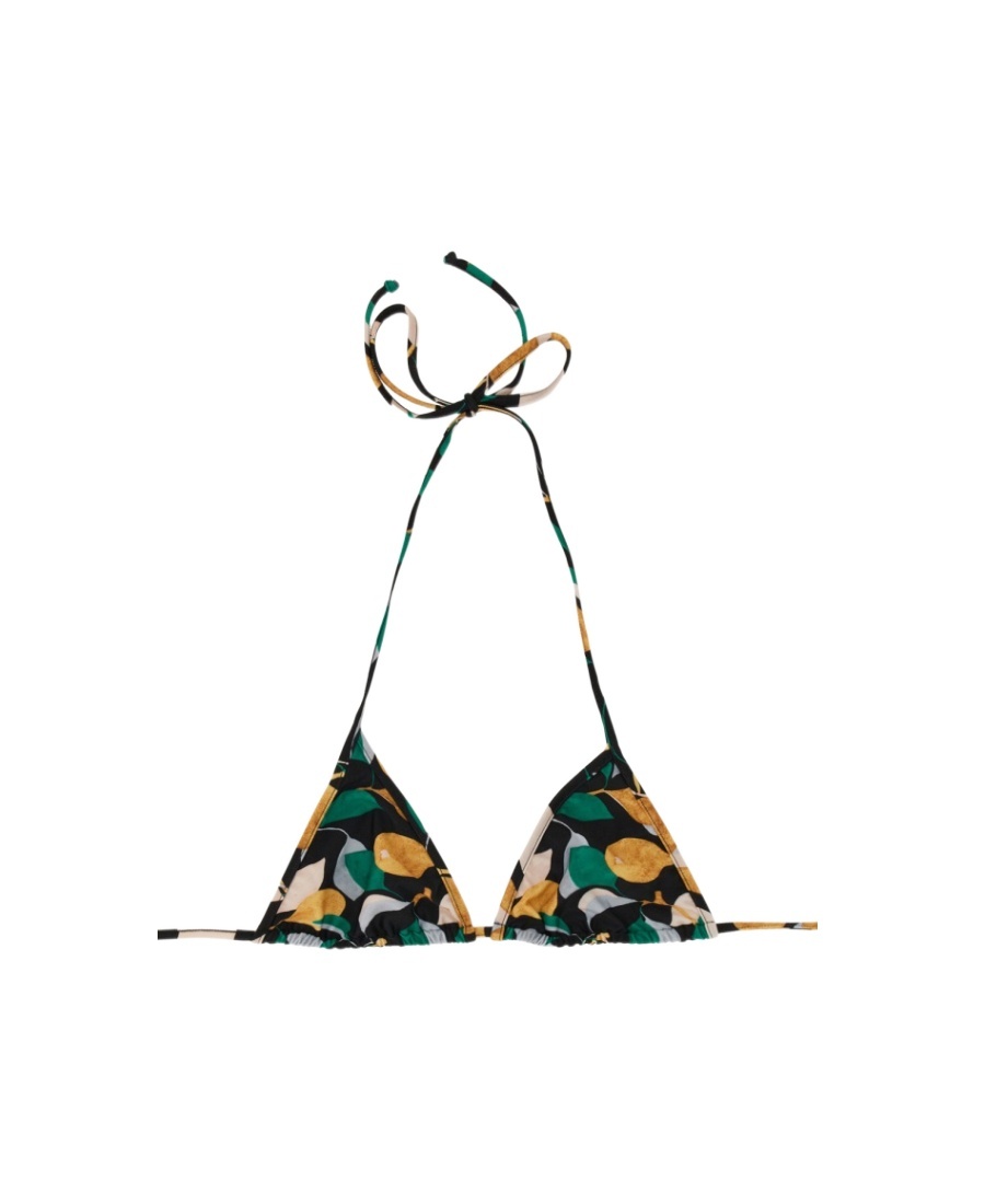 LA DOUBLEJ ORCHARD-PRINT TRIANGLE BIKINI TOP