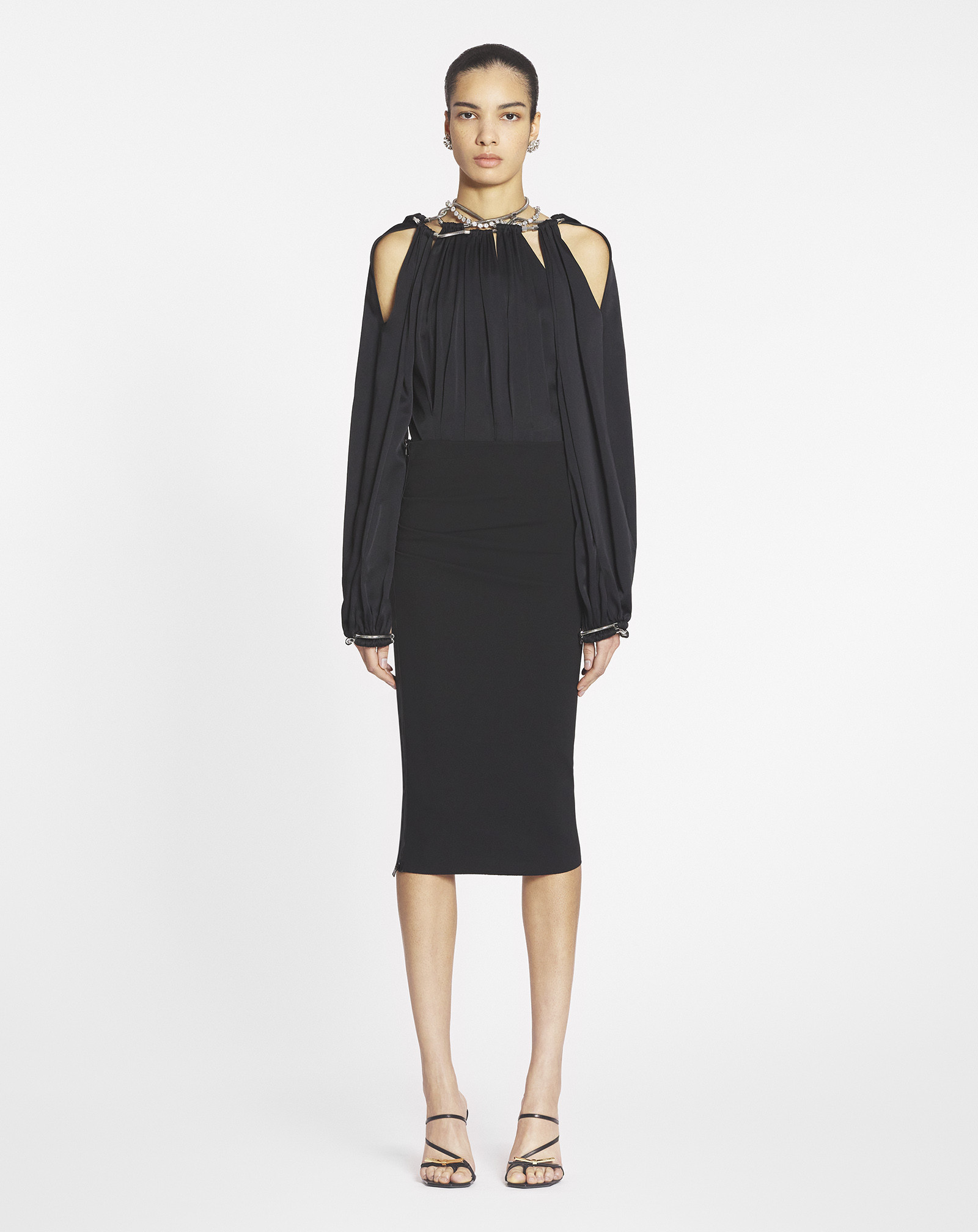 Lanvin Crepe Pencil Skirt In Black