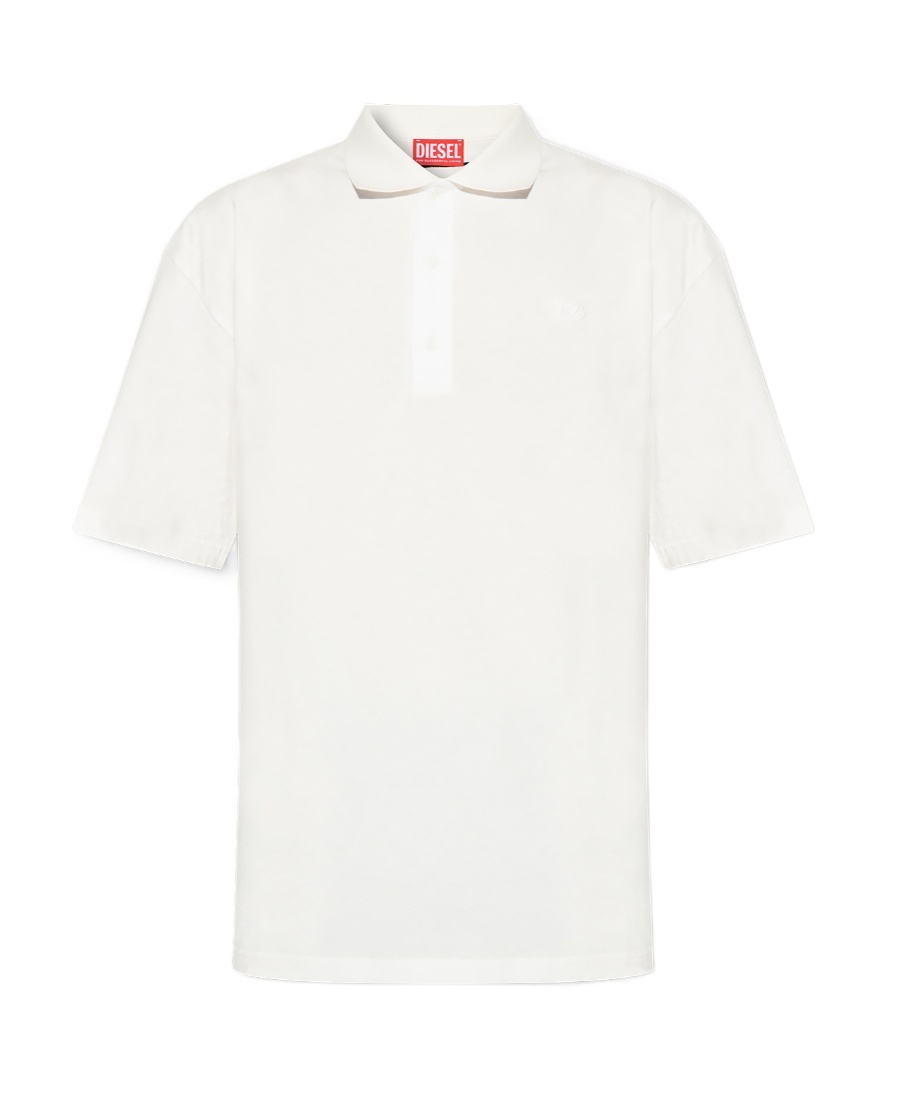 Diesel Oval D Organic Cotton Polo Shirt In White