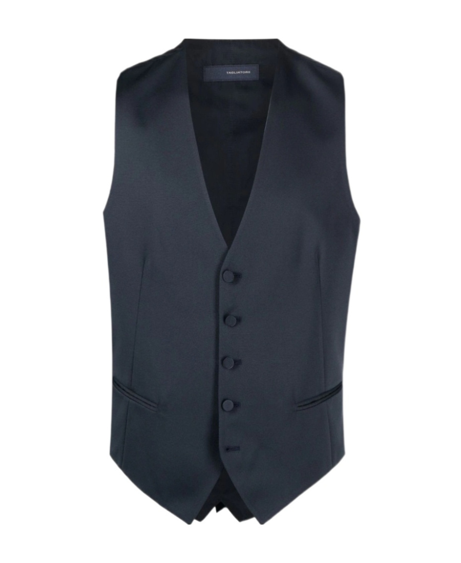 Shop Tagliatore V-neck Panelled Waistcoat In Black