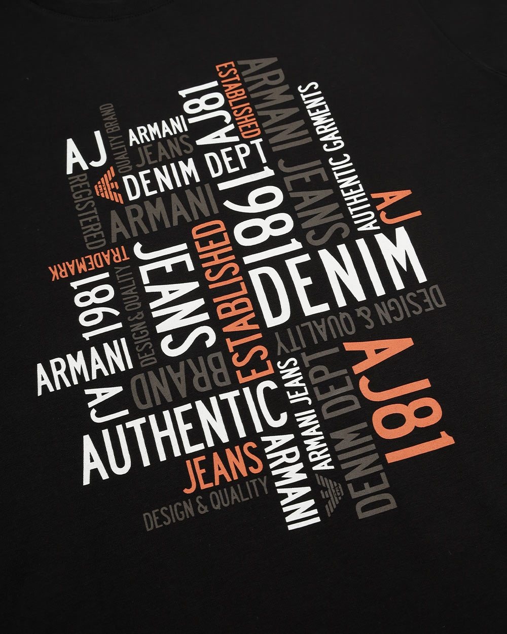Armani Jeans Cross-printed T-shirt With Round Neck And Short Sleeves In Black