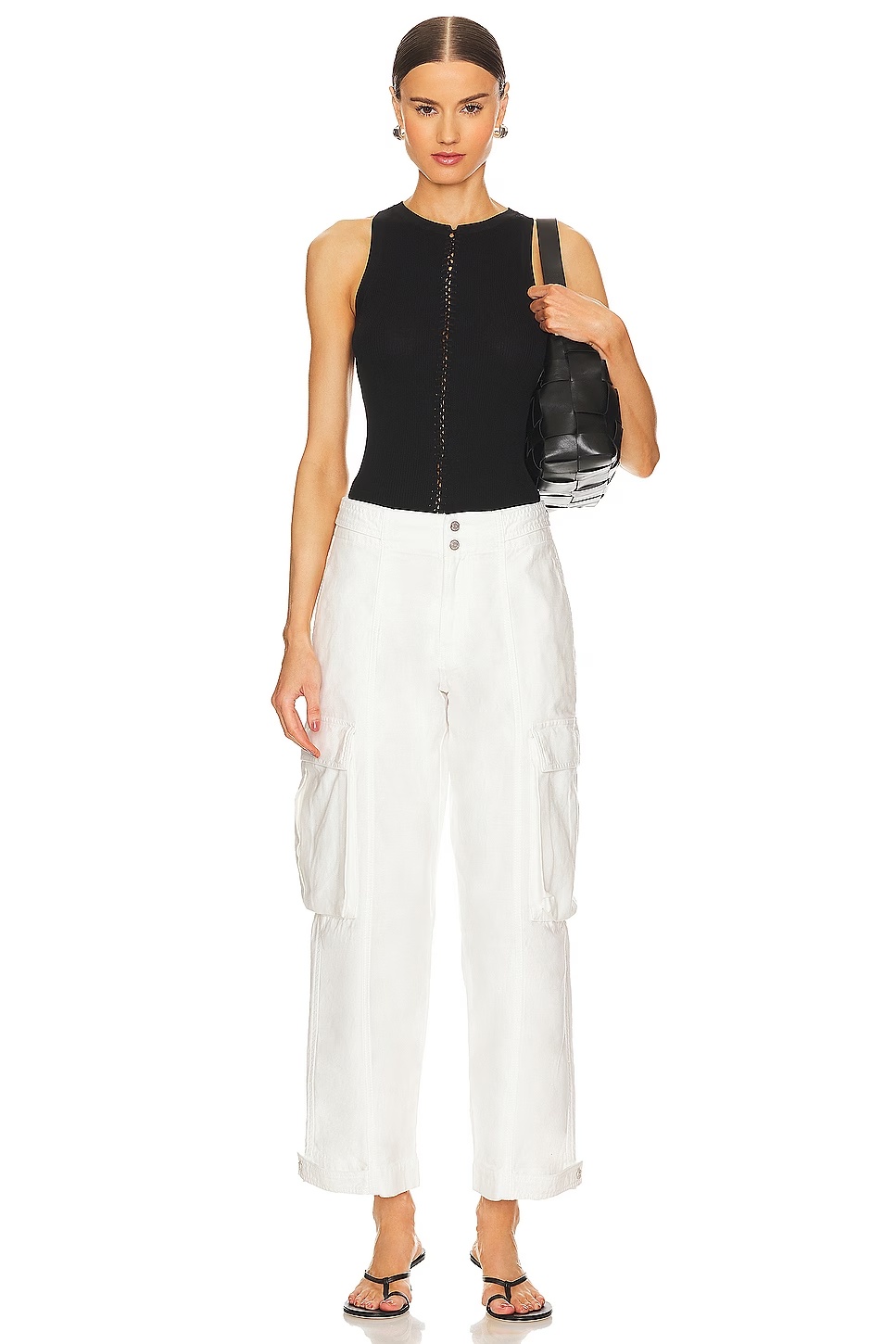 Frame Wide-leg Cargo Trousers In White