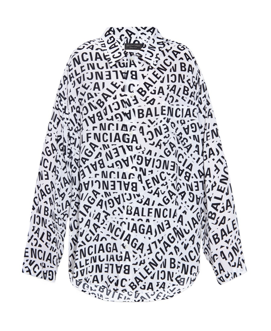 BALENCIAGA OVERSIZED LOGO-PRINT COTTON SHIRT