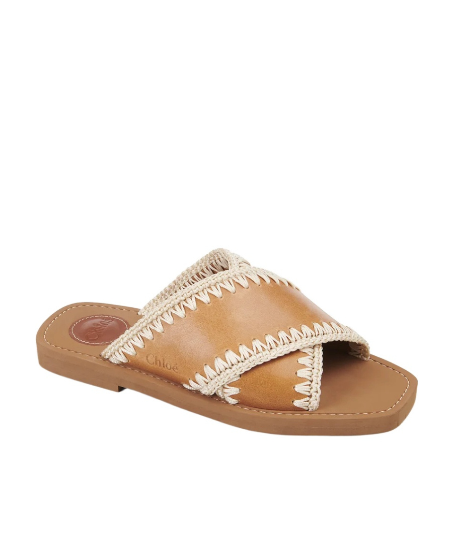 Chloé Woody Flat Bottom Flip-flops In Nude