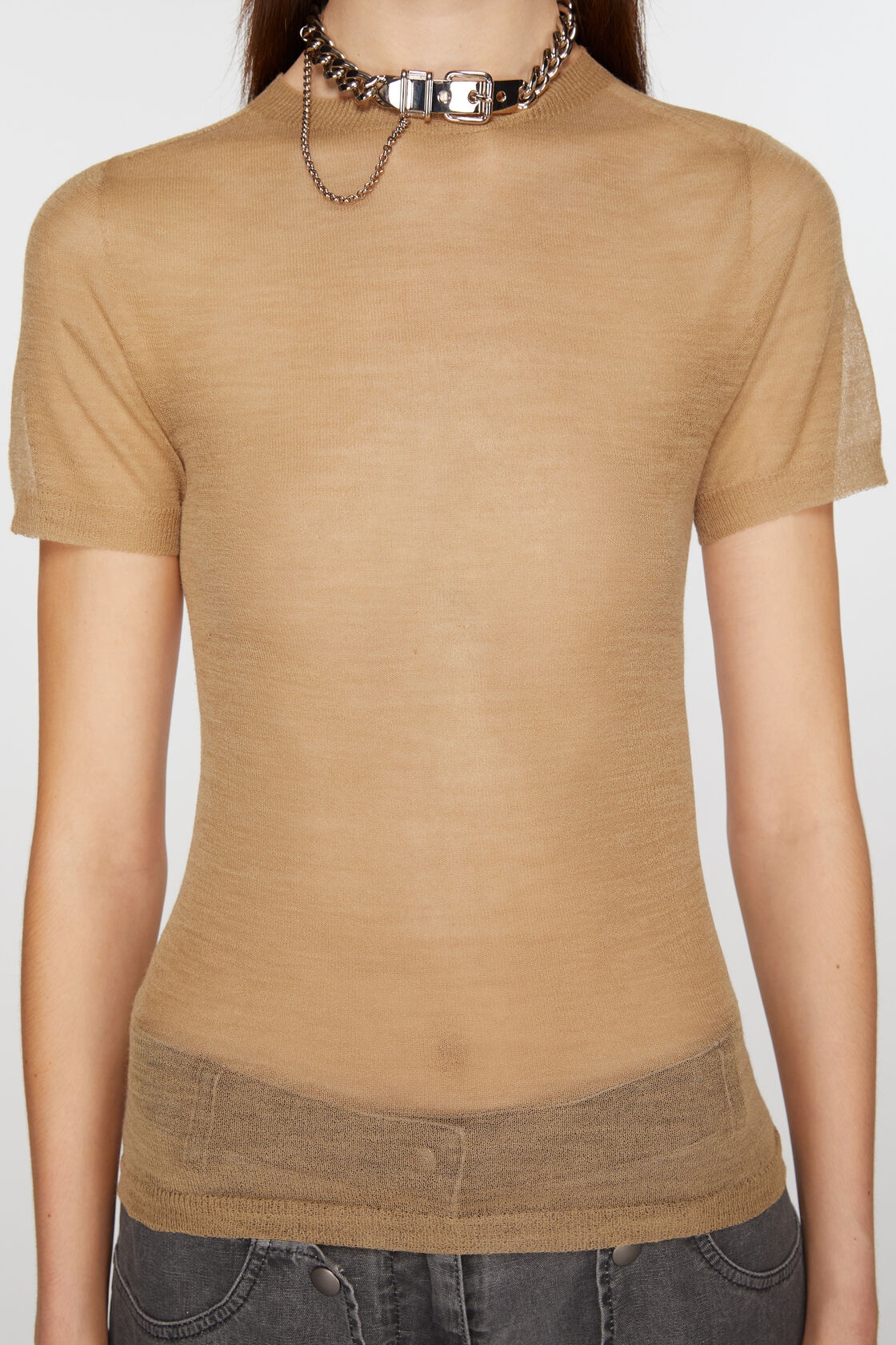 Shop Acne Studios Semi-sheer Cheesecloth T-shirt In Nude