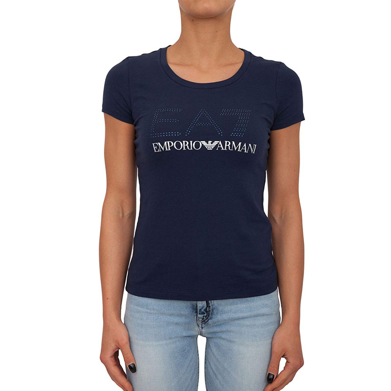 Ea7 Navy Blue Logo T-shirt In Black