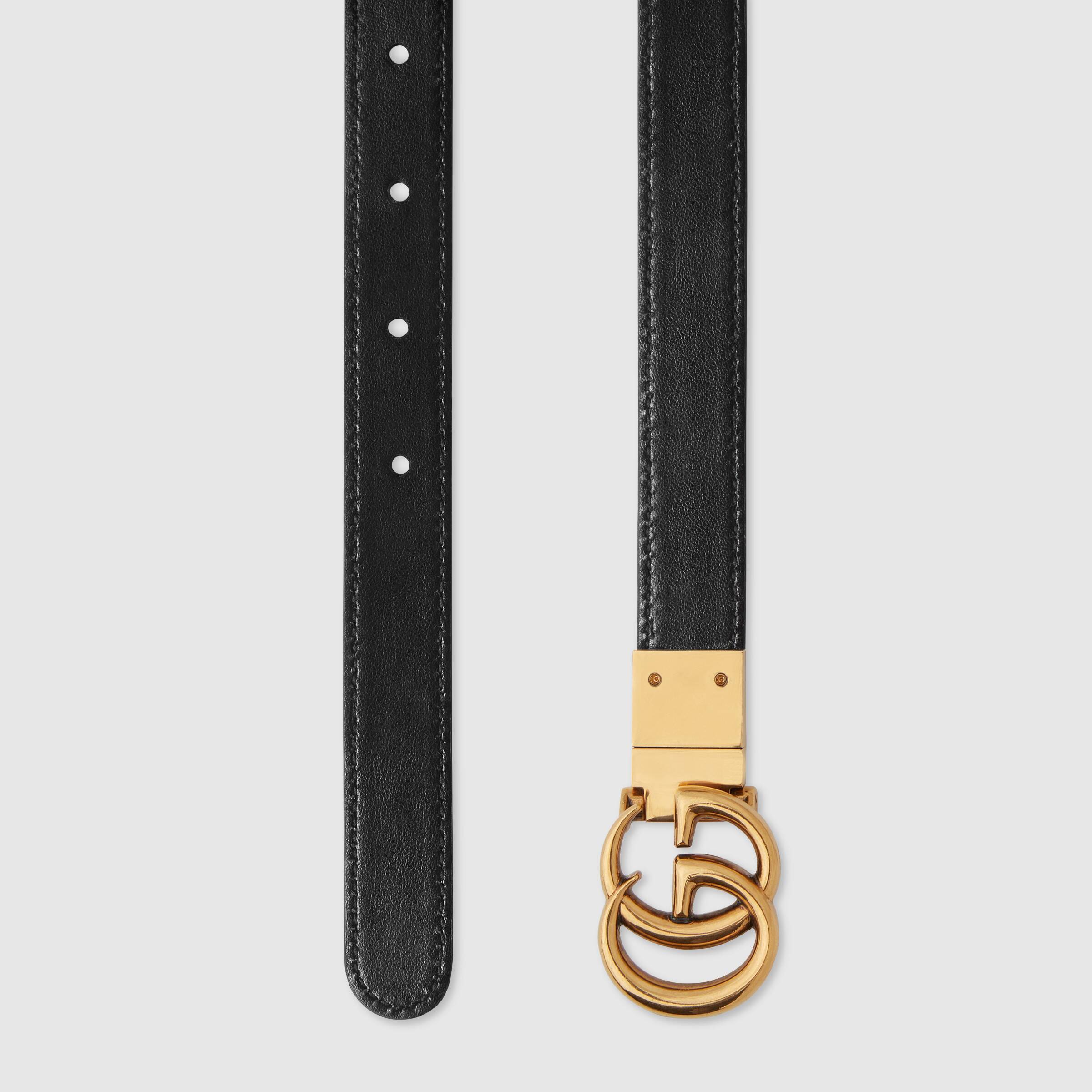 Shop Gucci Gg Marmont Reversible Thin Belt In White
