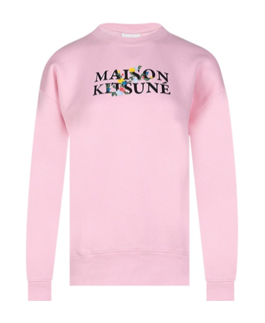 Shop Maison Kitsuné Logo Logo Hoodie In Pink
