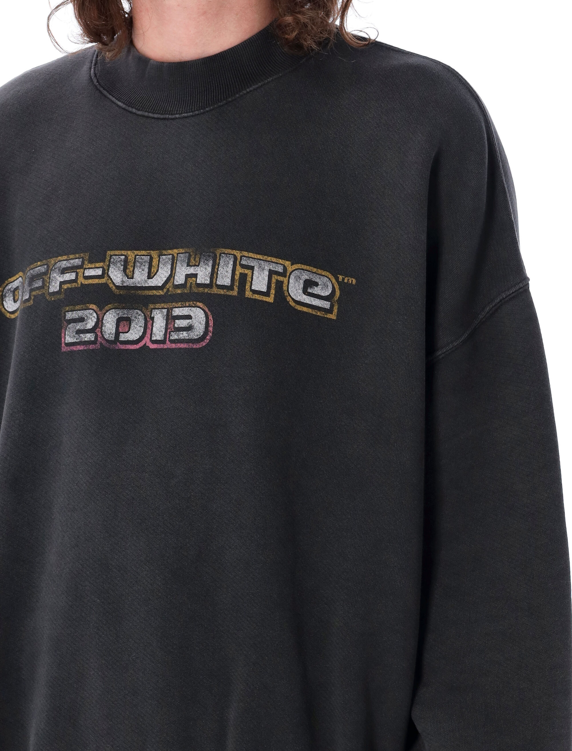 Off-white Digit Bacchus Over Crewneck Black Multic In Black