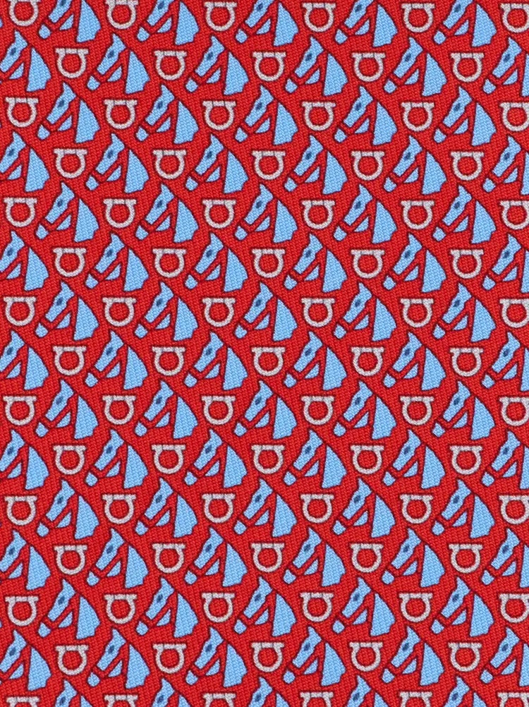 Ferragamo Varenne Equestrian Print Silk Tie In Red