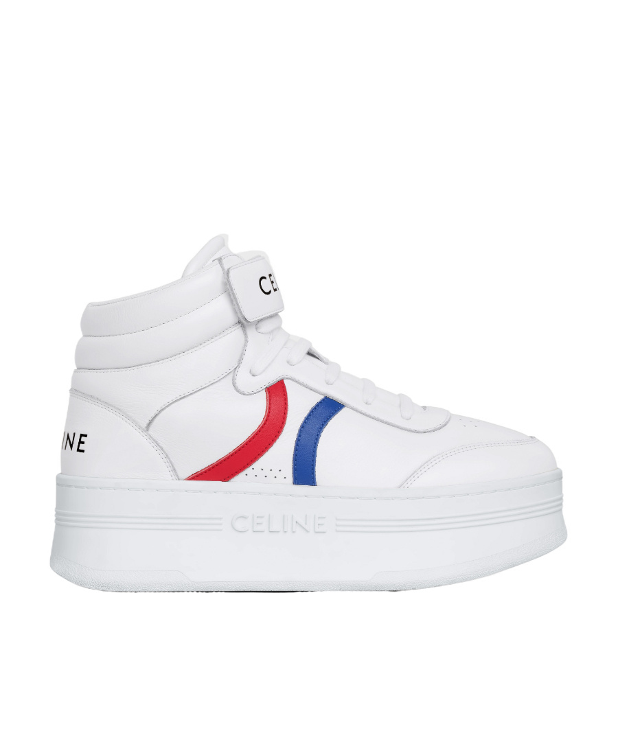 Celine Leather Platform Sneaker In White
