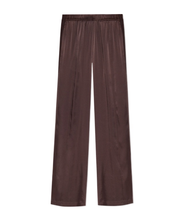 Shop Forte Forte Satin Straight-leg Trousers In Brown