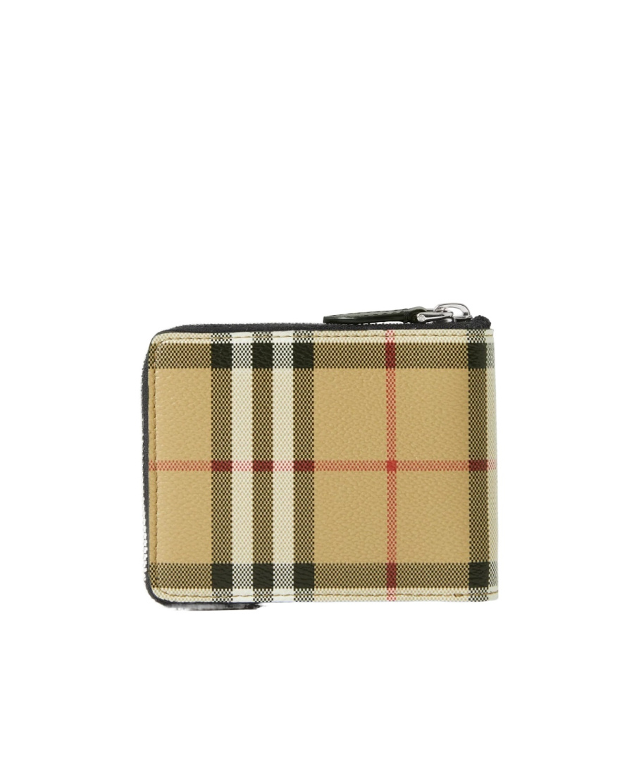 Burberry Beige Check Large Bifold Wallet In Nude