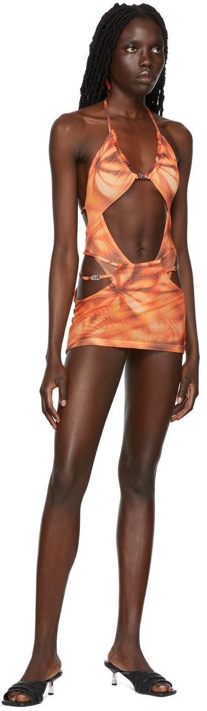 Misbhv Floral-print Cut-out Miniskirt In Brown