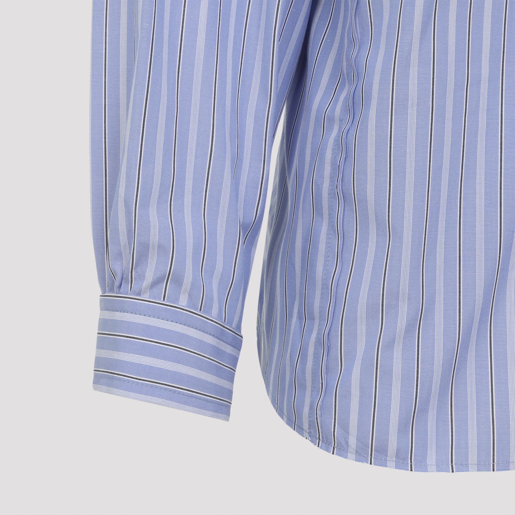 Maison Margiela Striped Long-sleeved Shirt In Blue