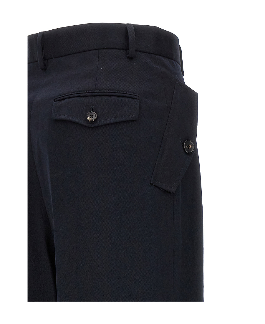 Lanvin Flared Cropped Wool Trousers In Black
