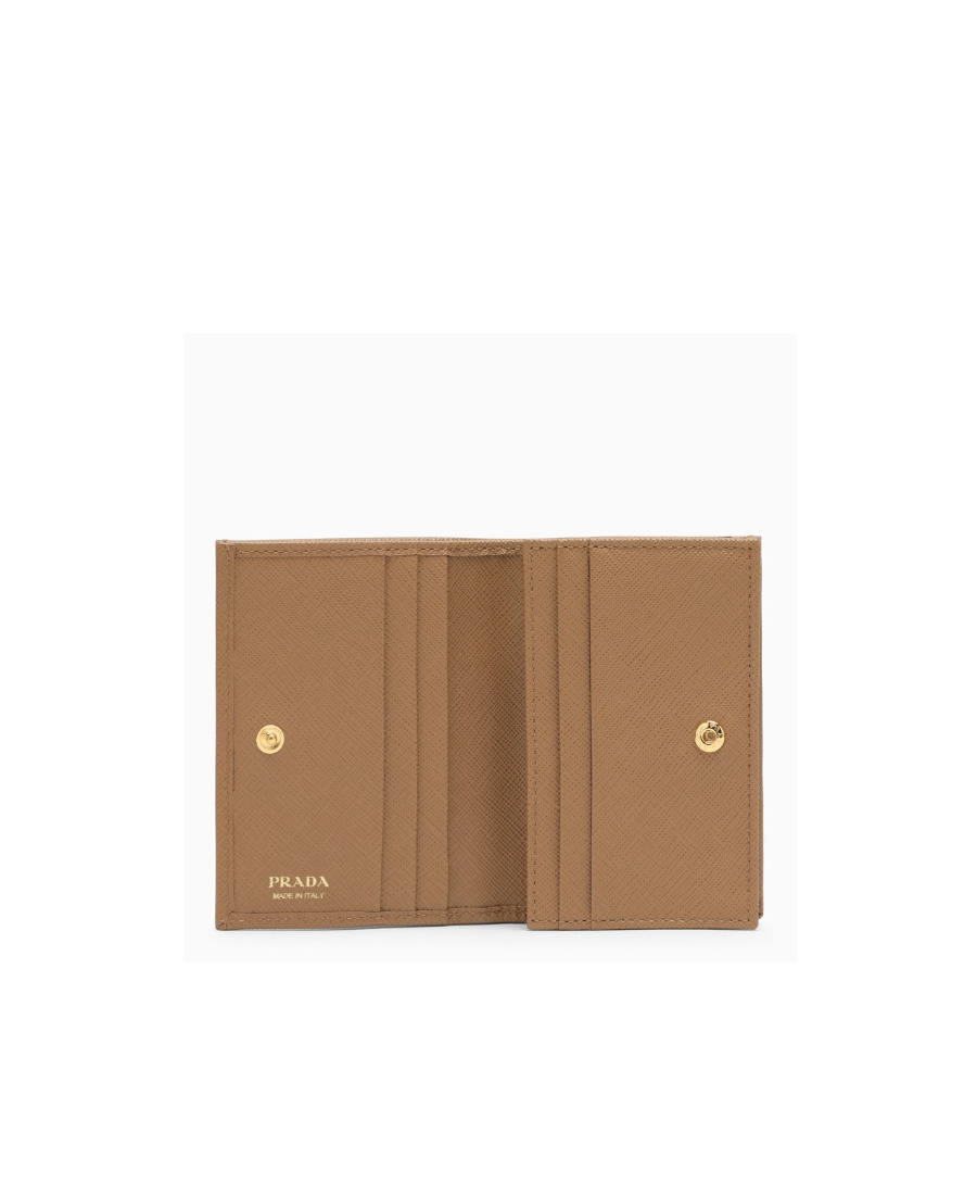 Prada Saffiano-leather Bi-fold Wallet In Brown