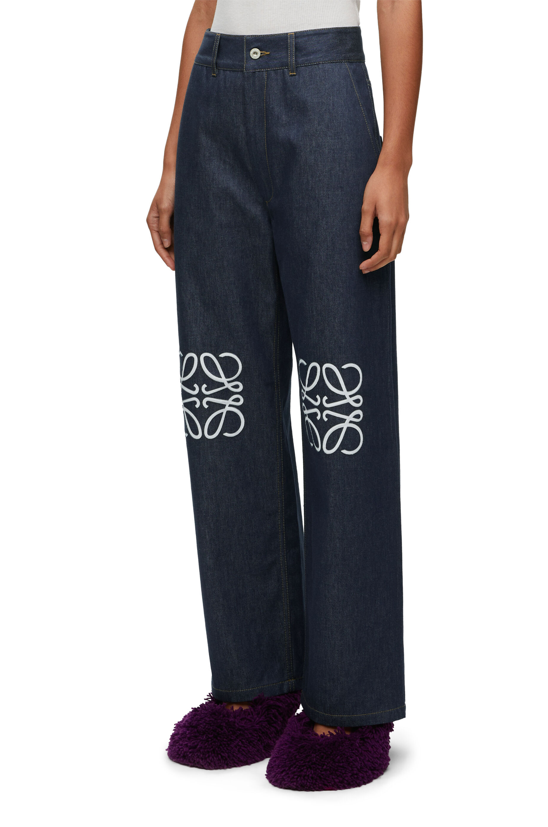 Loewe Anagram High-rise Wide-leg Jeans In Blue
