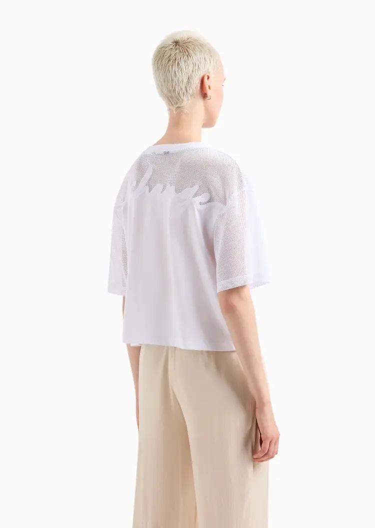Armani Exchange Net Spliced T-shirt In White