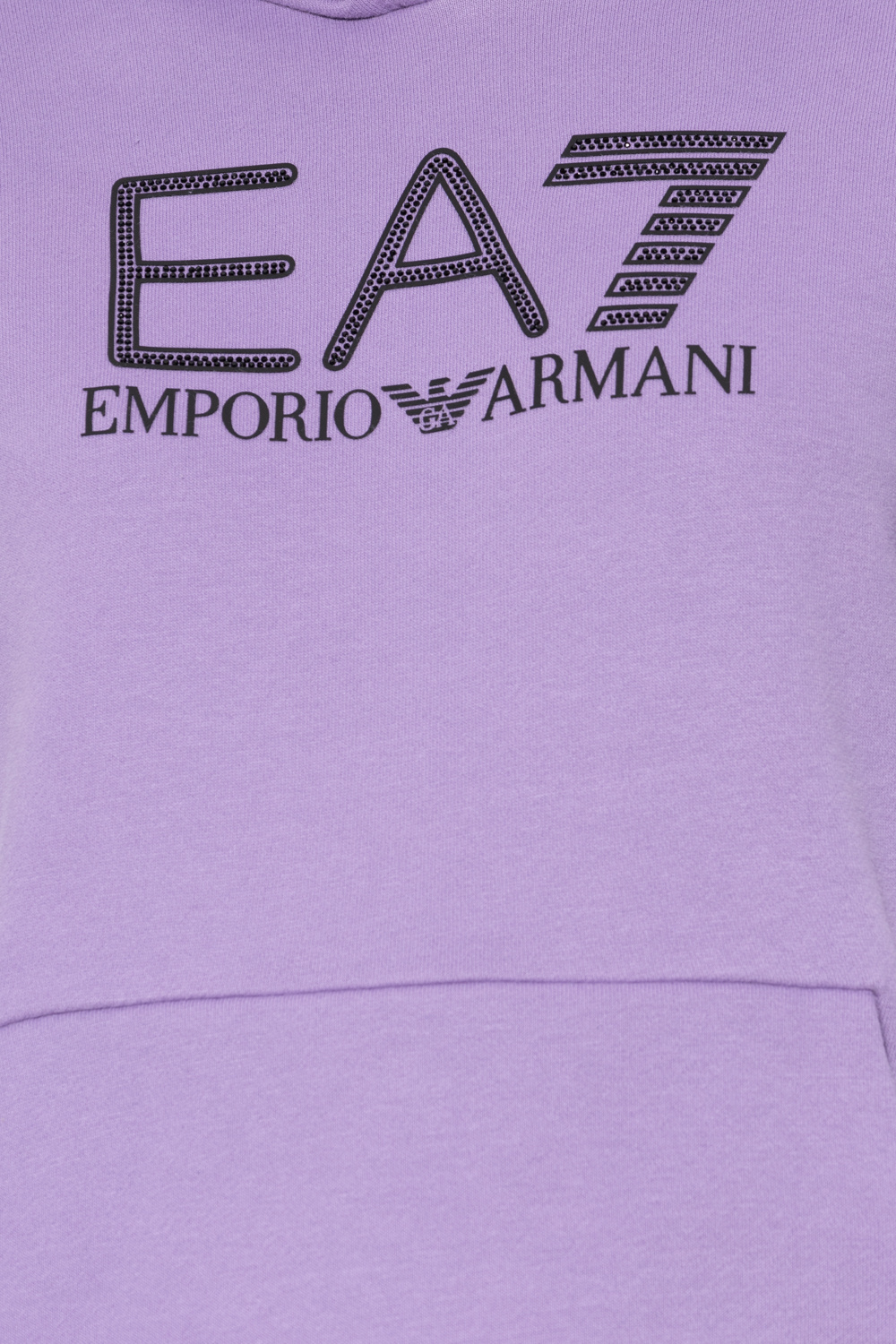 Ea7 Logo-print Long-sleeve Hoodie In Purple