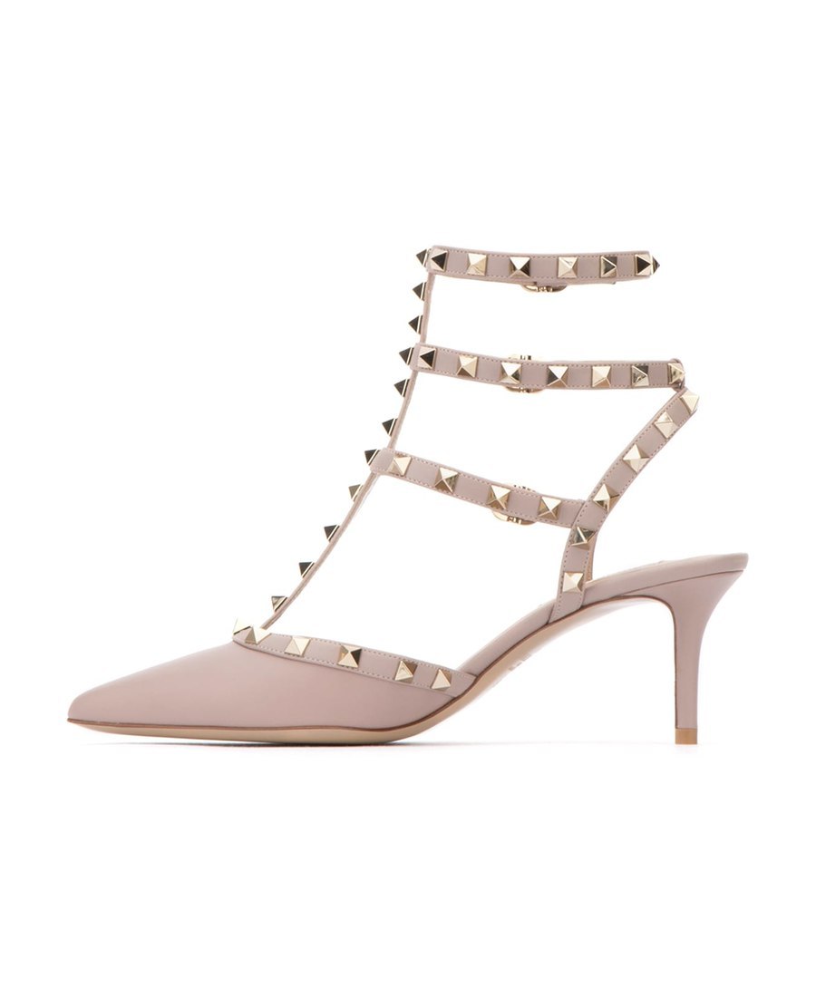 Valentino Rockstud-embellished Pointed Pumps In Nude