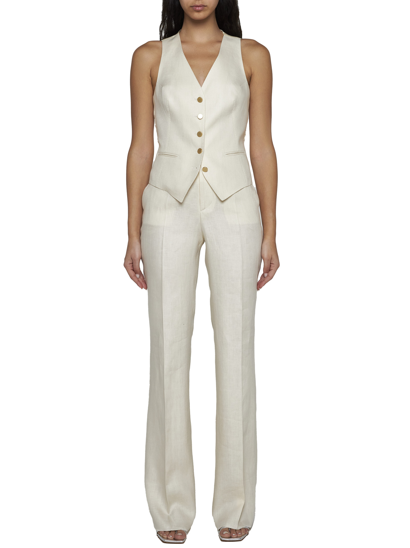 Shop Tagliatore Panelled-design Waistcoat In White